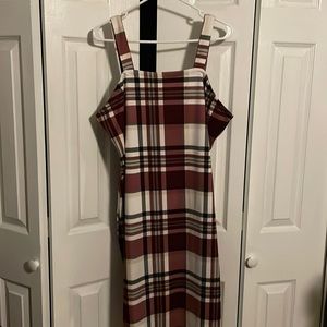 Burgundy Plaid MIDI Dress Size 2X